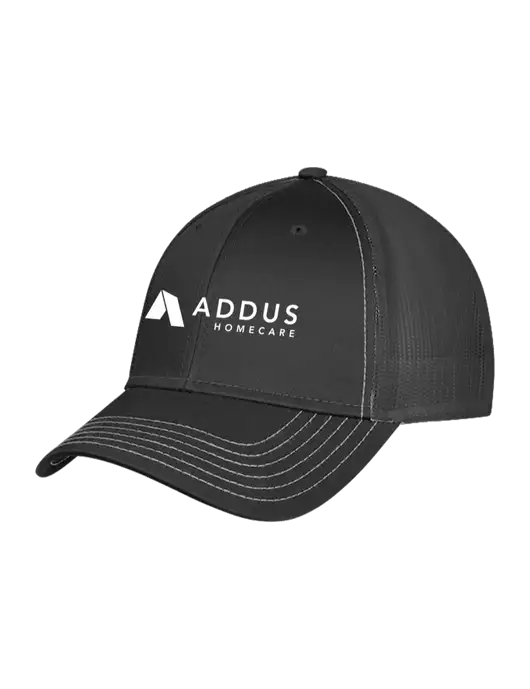 Charcoal Grey Mesh Trucker Cap Snap Back w/Addus HomeCare Logo