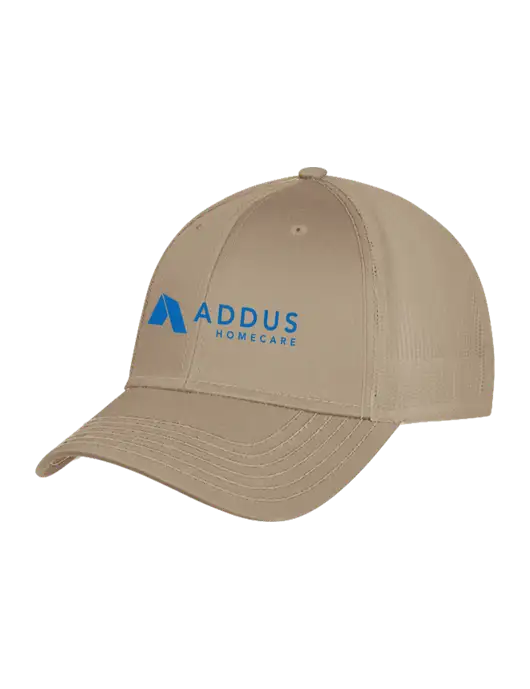 Khaki Mesh Trucker Cap Snap Back w/Addus HomeCare Logo