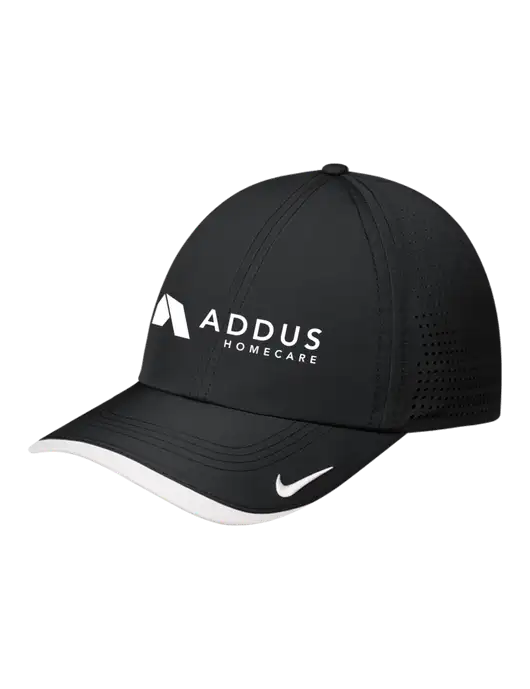 Nike Black/White Dri-FIT Perforated Performance Cap w/Addus HomeCare Logo