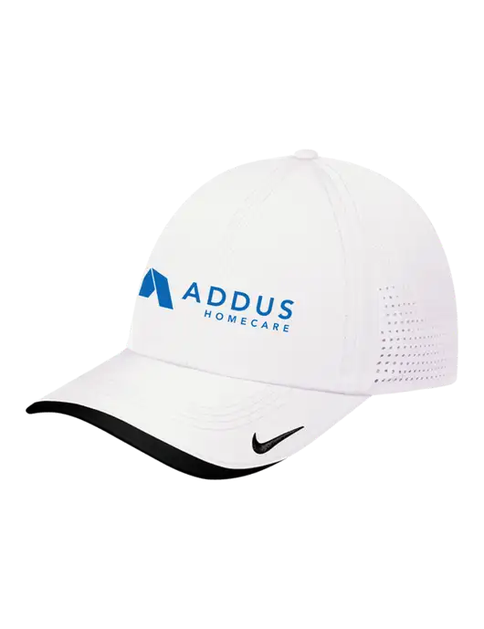 Nike White/Black Dri-FIT Perforated Performance Cap w/Addus HomeCare Logo