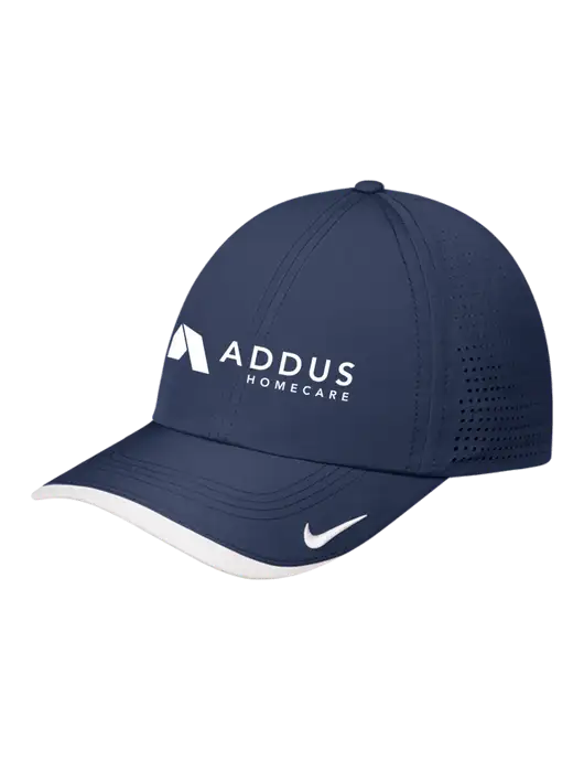 Nike Navy/White Dri-FIT Perforated Performance Cap w/Addus HomeCare Logo