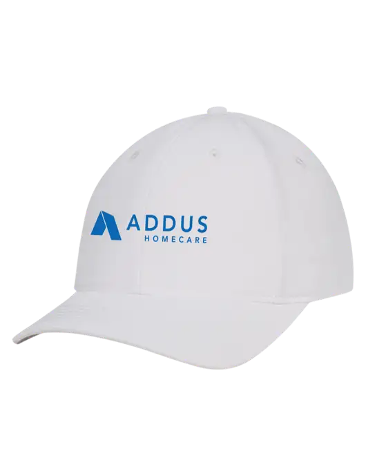 White Nylon Twill Performance Cap w/Addus HomeCare Logo