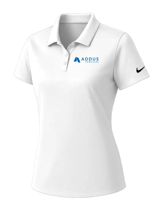 Nike Womens White Dry Essential Solid Polo w/Addus HomeCare Logo