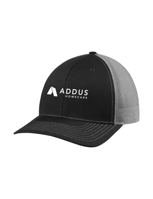 Richardson Adjustable Snapback Original 112 Trucker Cap Black w/Charcoal Mesh w/Addus HomeCare Logo