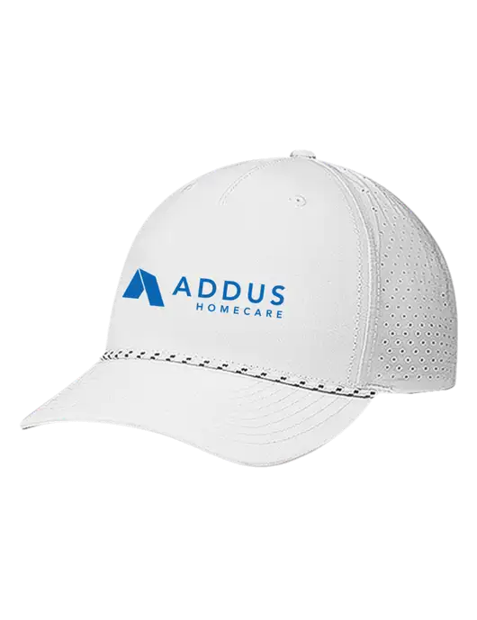 Richardson Laser Perf Performance White/White-Black Rope Cap w/Addus HomeCare Logo