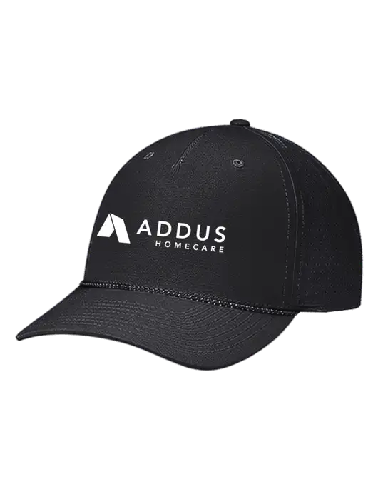 Richardson Laser Perf Performance Black/Black-Grey Rope Cap w/Addus HomeCare Logo