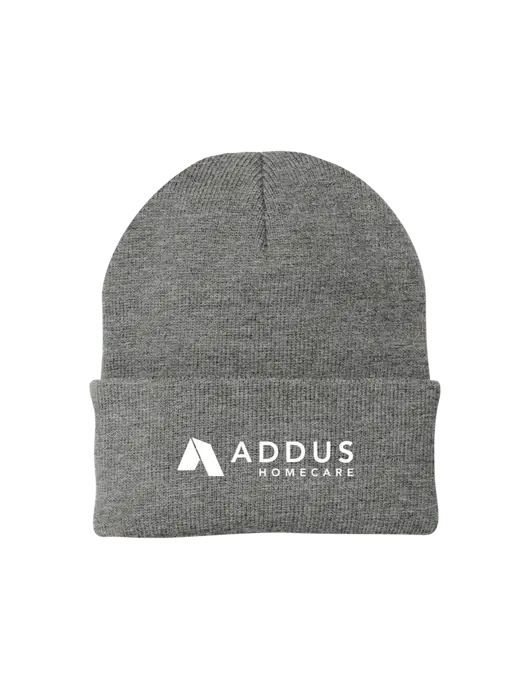 Medium Grey Heather Knit Cap w/Addus HomeCare Logo