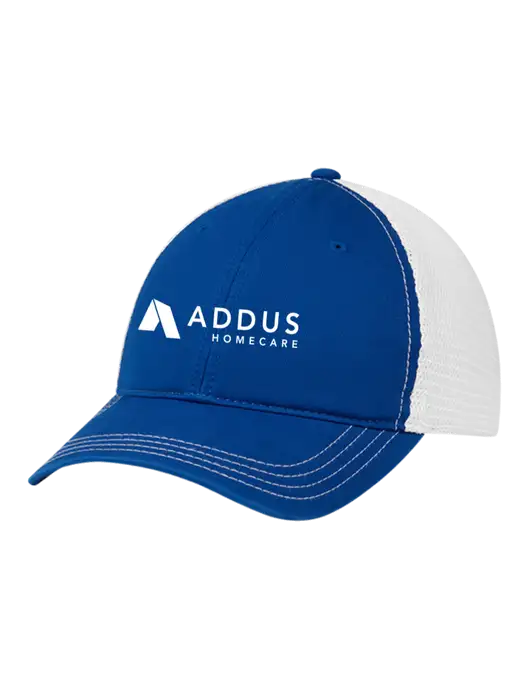 Richardson 111 Garment Washed Trucker Cap Royal w/White Mesh w/Addus HomeCare Logo
