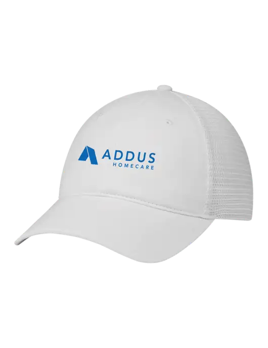 Richardson 111 Garment Washed Trucker Cap White w/White Mesh w/Addus HomeCare Logo