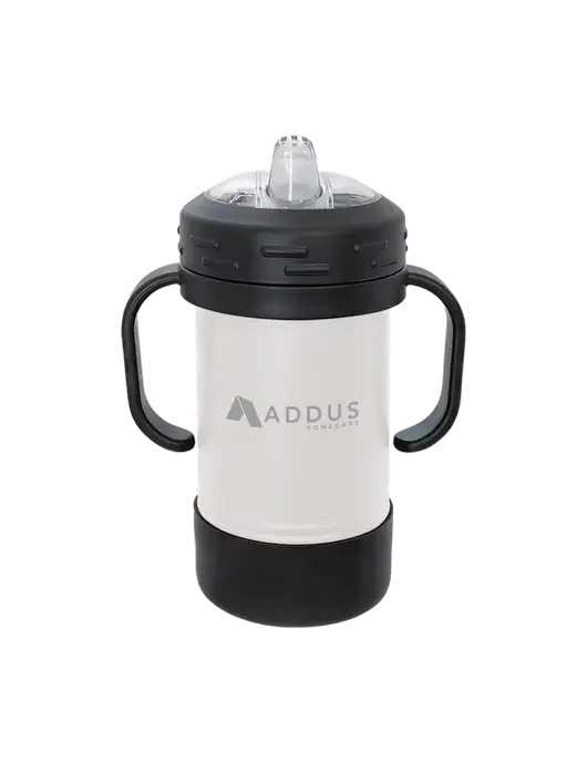 Polar Camel 10 oz Powder Coated White Sippy Cup w/Addus HomeCare Logo