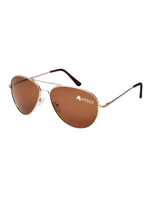 Aviator Coffee Brown with Gold Sunglasses  w/Addus HomeCare Logo