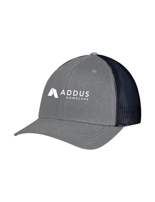Richardson Adjustable Snapback Original 112 Trucker Cap Heather Grey w/Navy Mesh w/Addus HomeCare Logo