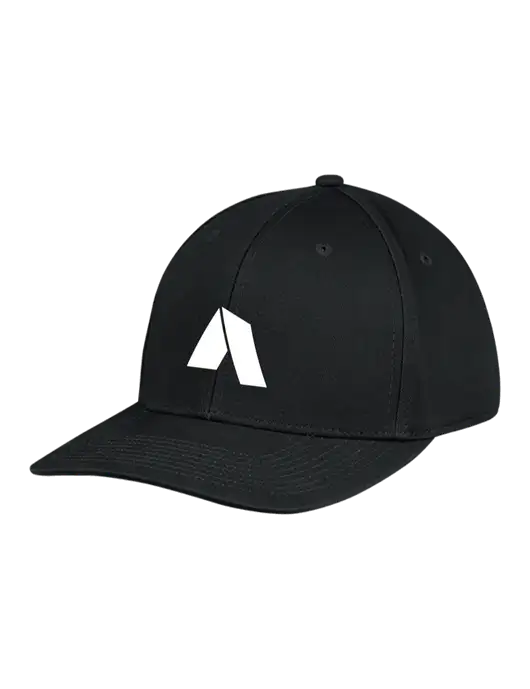 Premium Modern Structured Twill Black Snapback Cap w/Shelter Icon Logo