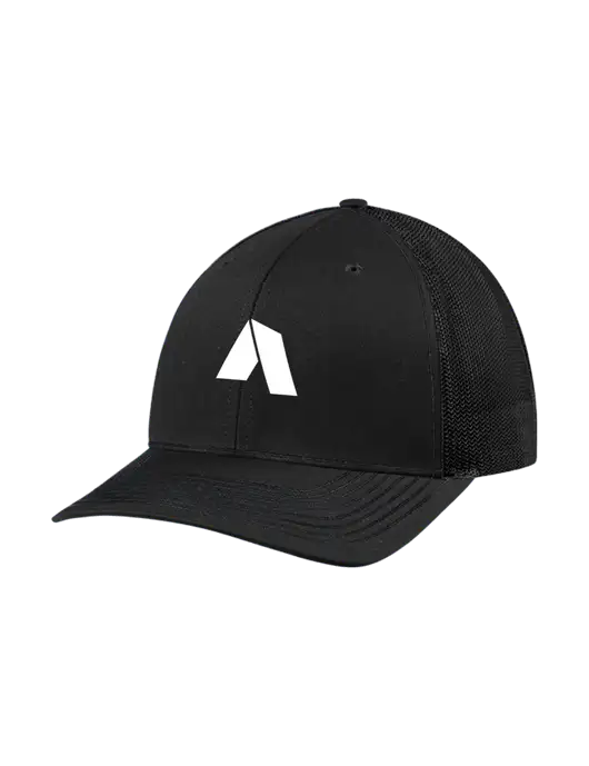 Richardson Adjustable Snapback Original 112 Trucker Cap Black w/Black Mesh w/Shelter Icon Logo
