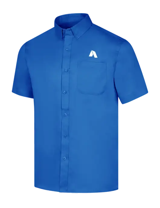 Short Sleeve Royal Blue Superpro React Twill Shirt w/Shelter Icon Logo