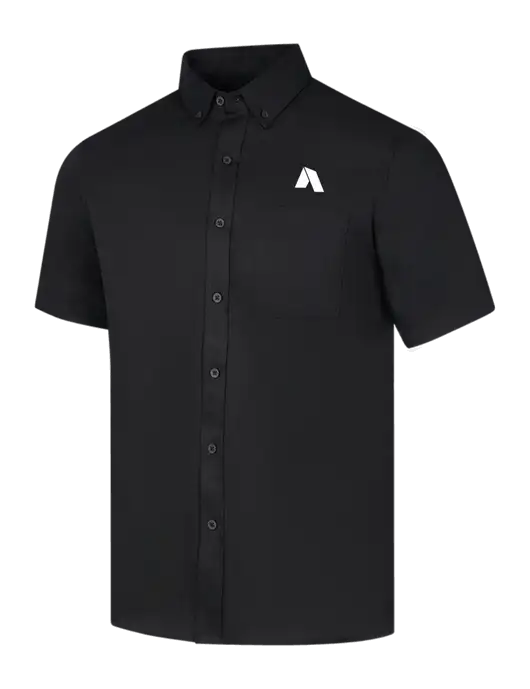 Short Sleeve Deep Black Superpro React Twill Shirt w/Shelter Icon Logo