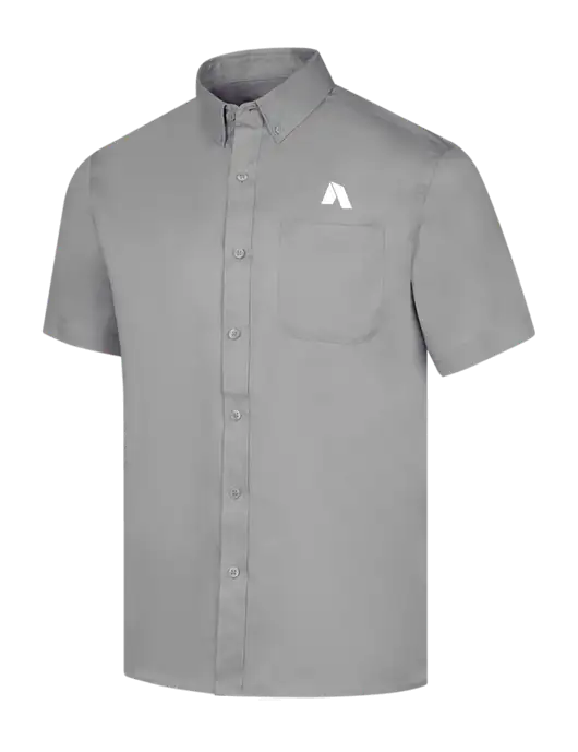 Short Sleeve Light Grey Superpro React Twill Shirt w/Shelter Icon Logo