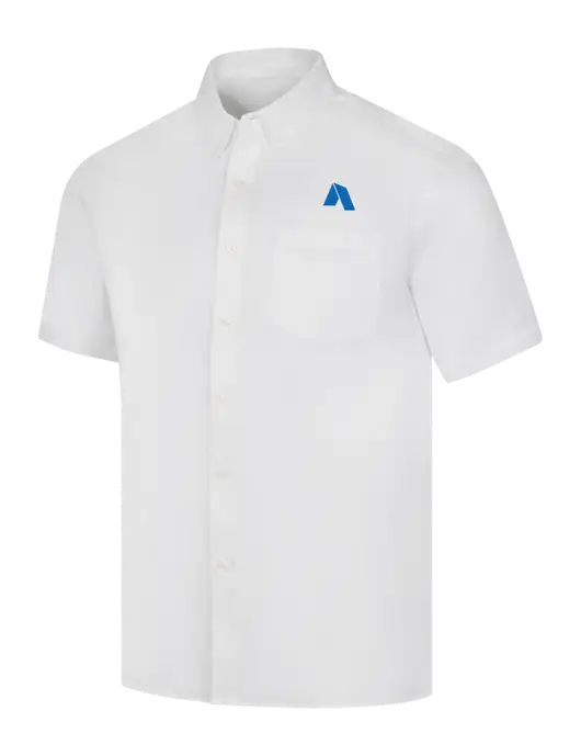Short Sleeve White Superpro React Twill Shirt w/Shelter Icon Logo