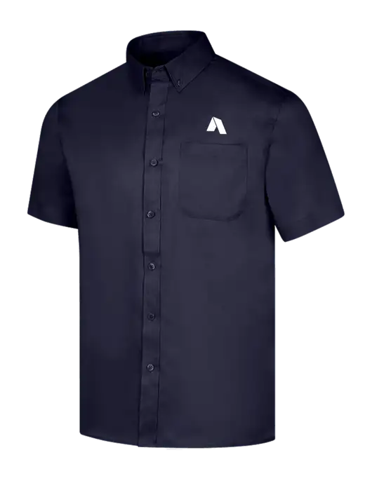 Short Sleeve Navy Superpro React Twill Shirt w/Shelter Icon Logo