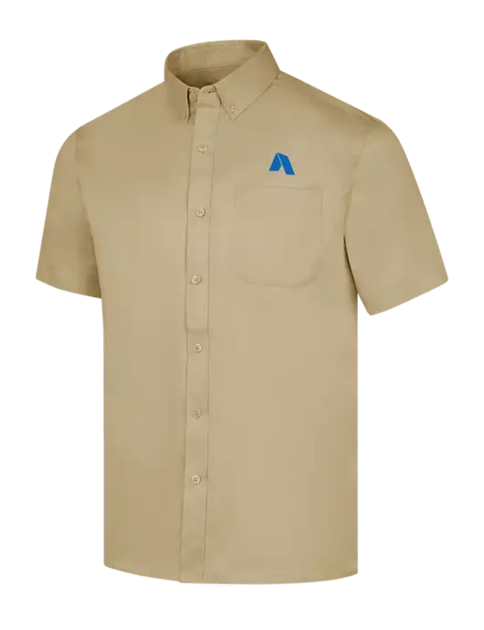 Short Sleeve Dark Tan Superpro React Twill Shirt w/Shelter Icon Logo