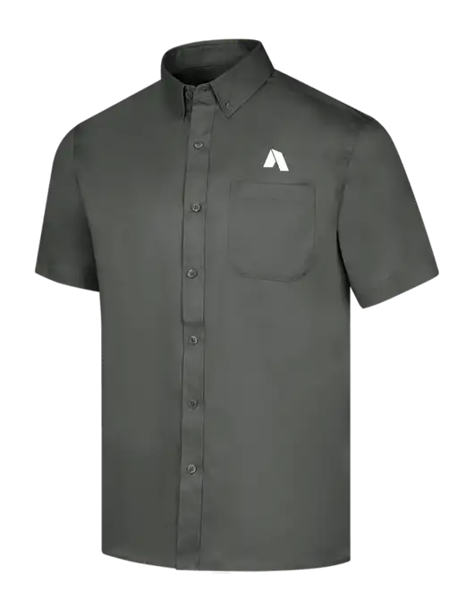 Short Sleeve Dark Grey Superpro React Twill Shirt w/Shelter Icon Logo