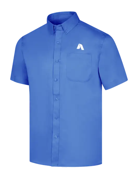 Short Sleeve Dark Carolina Blue Superpro React Twill Shirt w/Shelter Icon Logo