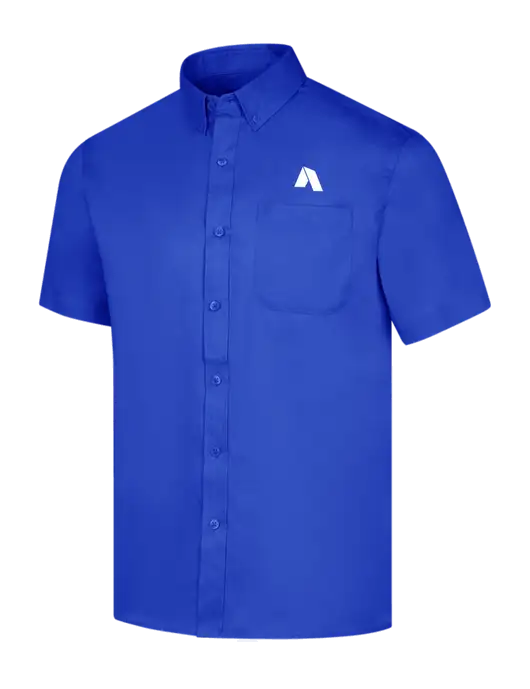 Short Sleeve Dark Royal Superpro React Twill Shirt w/Shelter Icon Logo