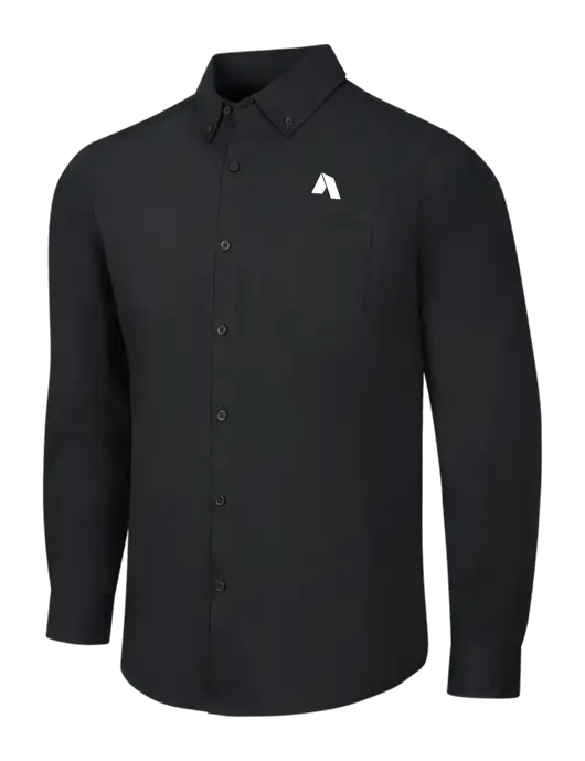 Black Long Sleeve Carefree Poplin Shirt w/Shelter Icon Logo