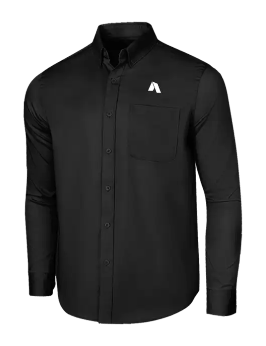 Long Sleeve Deep Black Superpro React Twill Shirt w/Shelter Icon Logo