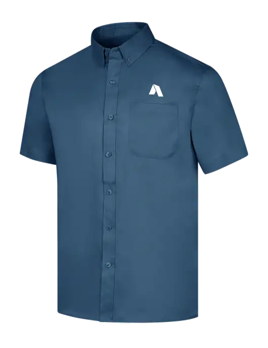 Short Sleeve Light Navy Superpro React Twill Shirt w/Shelter Icon Logo