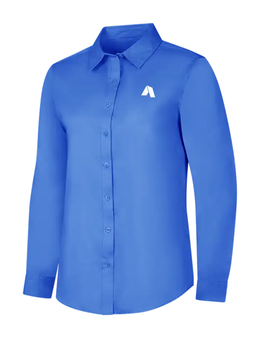 Dark Carolina Blue Womens Long Sleeve Superpro React Twill Shirt w/Shelter Icon Logo