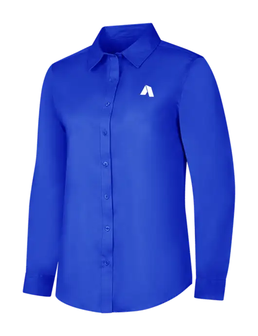 Womens Long Sleeve Dark Royal Superpro React Twill Shirt w/Shelter Icon Logo