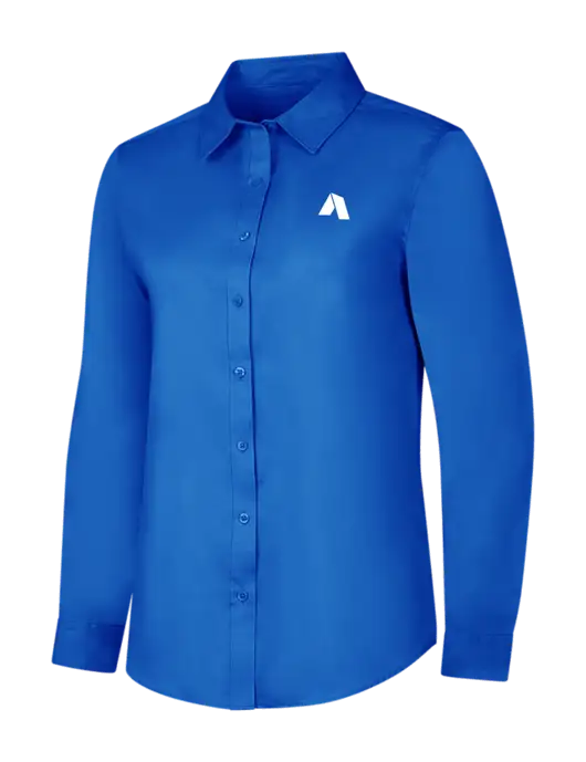 Womens Long Sleeve Royal Blue Superpro React Twill Shirt w/Shelter Icon Logo