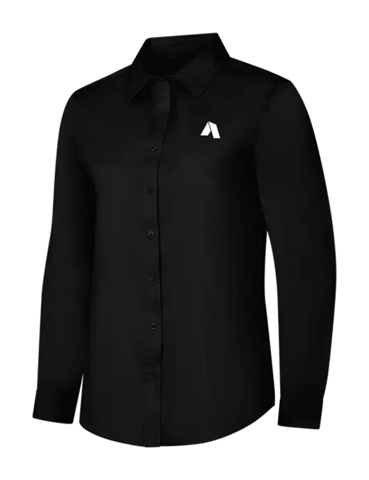 Womens Black Long Sleeve Superpro React Twill Shirt w/Shelter Icon Logo