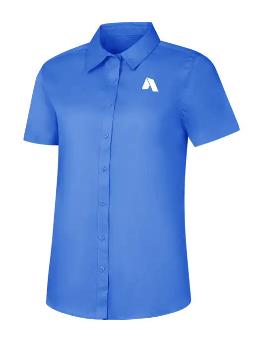 Womens Dark Carolina Blue Short Sleeve Superpro React Twill Shirt w/Shelter Icon Logo