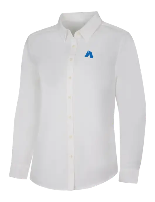 Womens White Long Sleeve Superpro React Twill Shirt w/Shelter Icon Logo