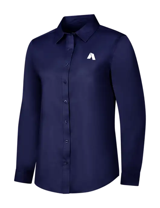 Navy Womens Long Sleeve Superpro React Twill Shirt w/Shelter Icon Logo