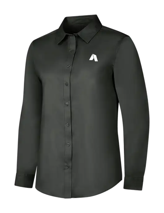 Dark Grey Womens Long Sleeve Superpro React Twill Shirt w/Shelter Icon Logo