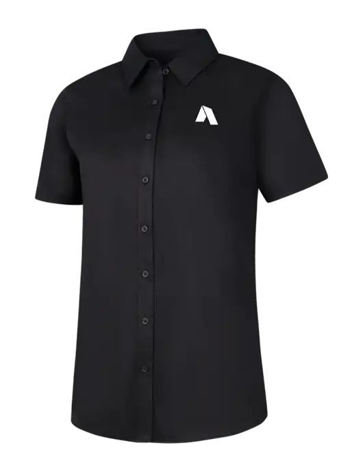 Womens Black Short Sleeve Superpro React Twill Shirt w/Shelter Icon Logo