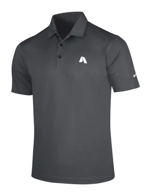 NIKE Dark Grey Dri-Fit Vertical Mesh Polo w/Shelter Icon Logo