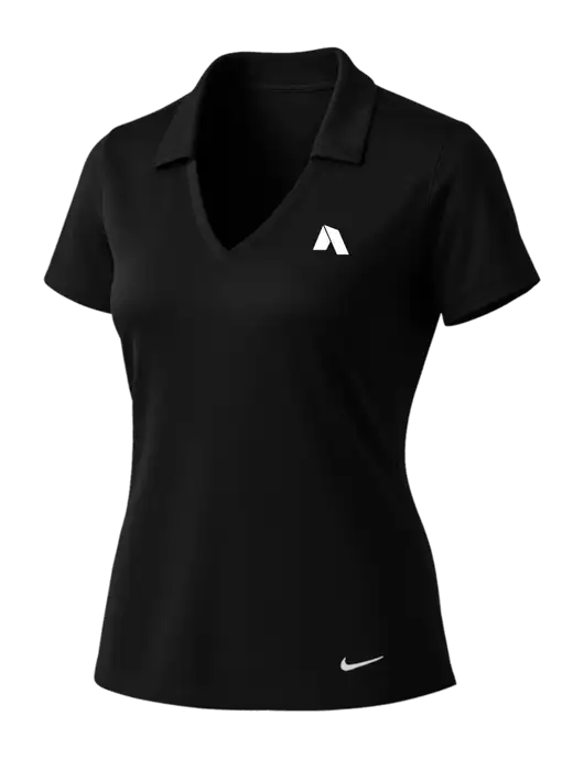 NIKE Black Womens Dri-Fit Vertical Mesh Polo w/Shelter Icon Logo