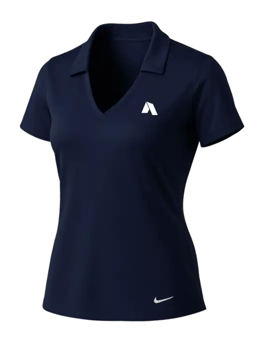 NIKE Dark Navy Womens Dri-Fit Vertical Mesh Polo w/Shelter Icon Logo