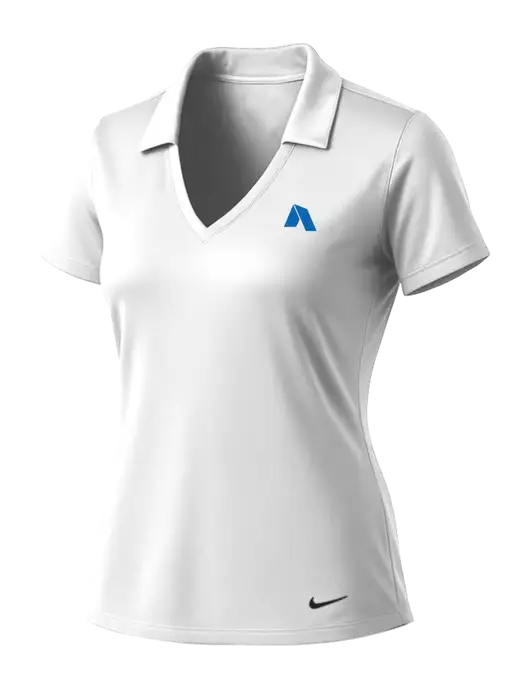 NIKE White Womens Dri-Fit Vertical Mesh Polo w/Shelter Icon Logo