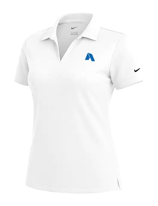 NIKE White Womens Dri-Fit Micro Pique Polo w/Shelter Icon Logo