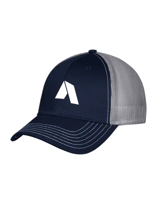 Navy/Grey Mesh Trucker Cap Snap Back w/Shelter Icon Logo