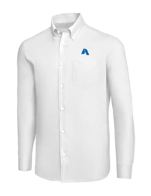 Brooks Brothers White Wrinkle-Free Stretch Nailhead Shirt w/Shelter Icon Logo