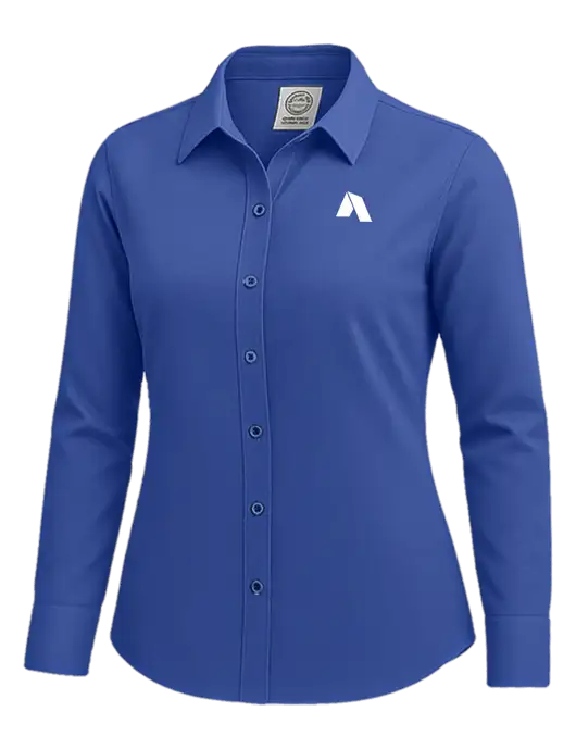 Brooks Brothers Womens Royal Blue Wrinkle-Free Stretch Nailhead Shirt w/Shelter Icon Logo