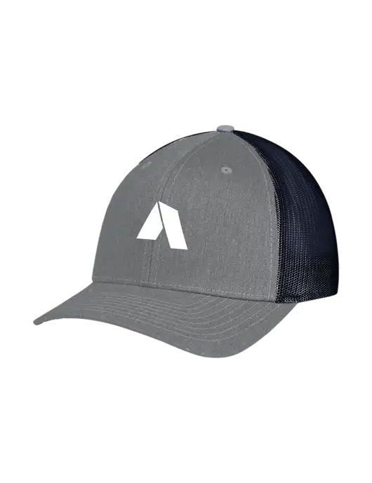 Richardson Adjustable Snapback Original 112 Trucker Cap Heather Grey w/Navy Mesh w/Shelter Icon Logo