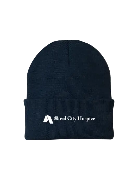 Navy Knit Cap w/Steel City Hospice Logo