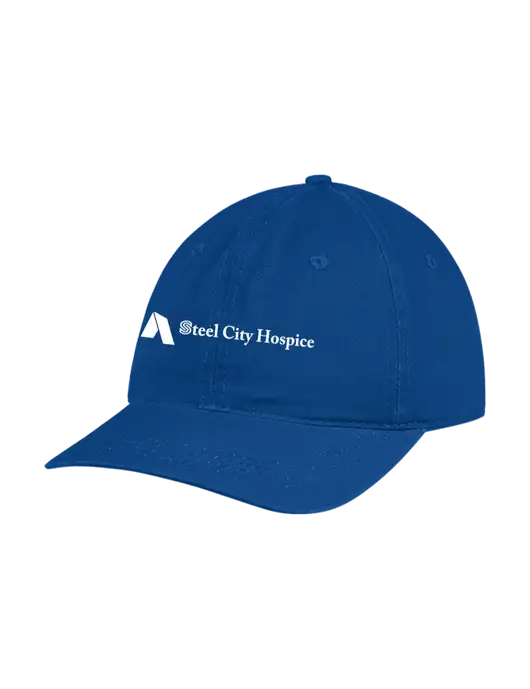 Garment Washed Unstructured Twill Royal Cap w/Steel City Hospice Logo